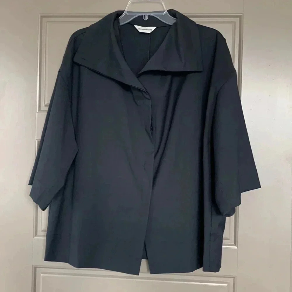 LE17SEPTEMBRE NAVY BLUE WOOL BLEND BLOUSE 8/38